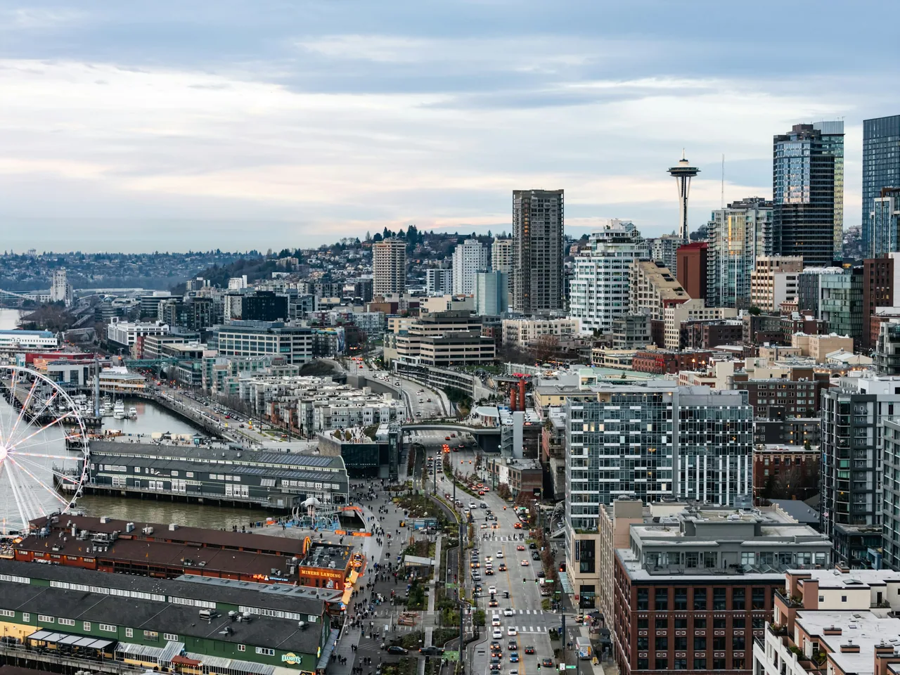 Seattle waterfront and skyline with the Space Needle